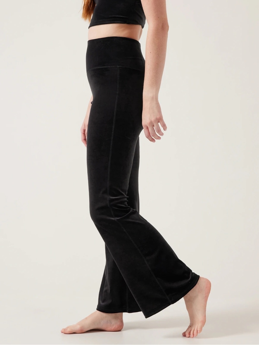 WAP113 {Athleta} "Elation Velvet Flare Pant" Black High Rise Yoga Bottom